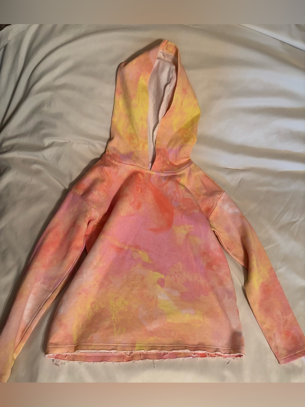 Place Tie-Dye Hooded Pullover in Pink, Orange & Yellow